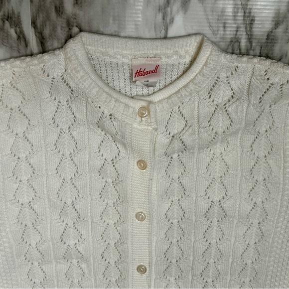 Cottagecore Coastal Grandma Womens Sz L White Button Up Cardigan Vintage Staple - Picture 8 of 10